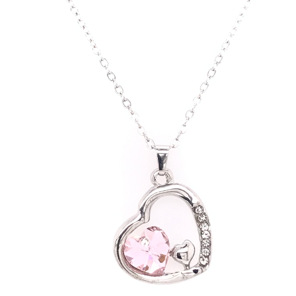 Trio Linked Swarovski Light Pink Hearts Pendant